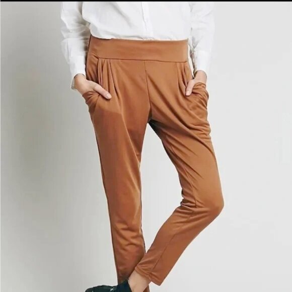 Free People Tobacco Brown Draped Harem Pants - Picture 2 of 5